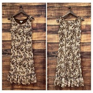Cato Brown Sleeveless Dress Paisley Print